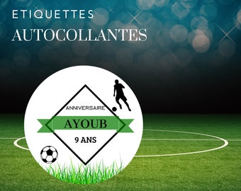 Étiquettes autocollante pour bouteille d’eau thème football