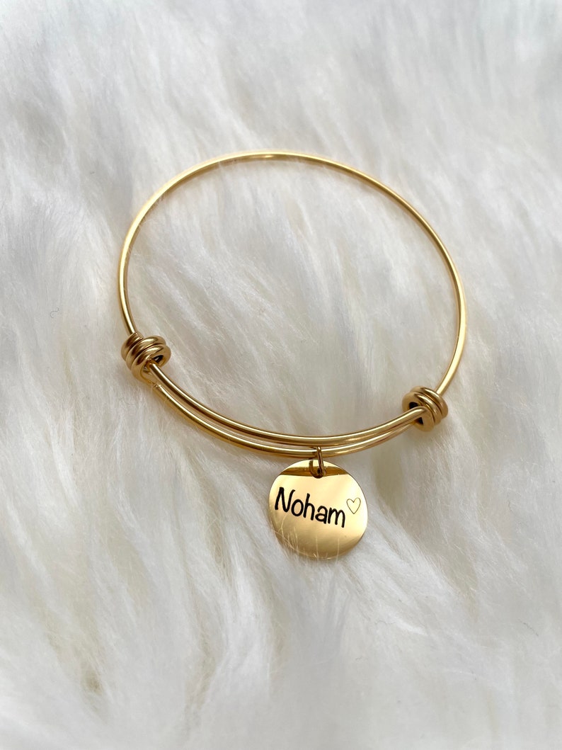 Personalized bracelet with engravable stainless steel medals image 1