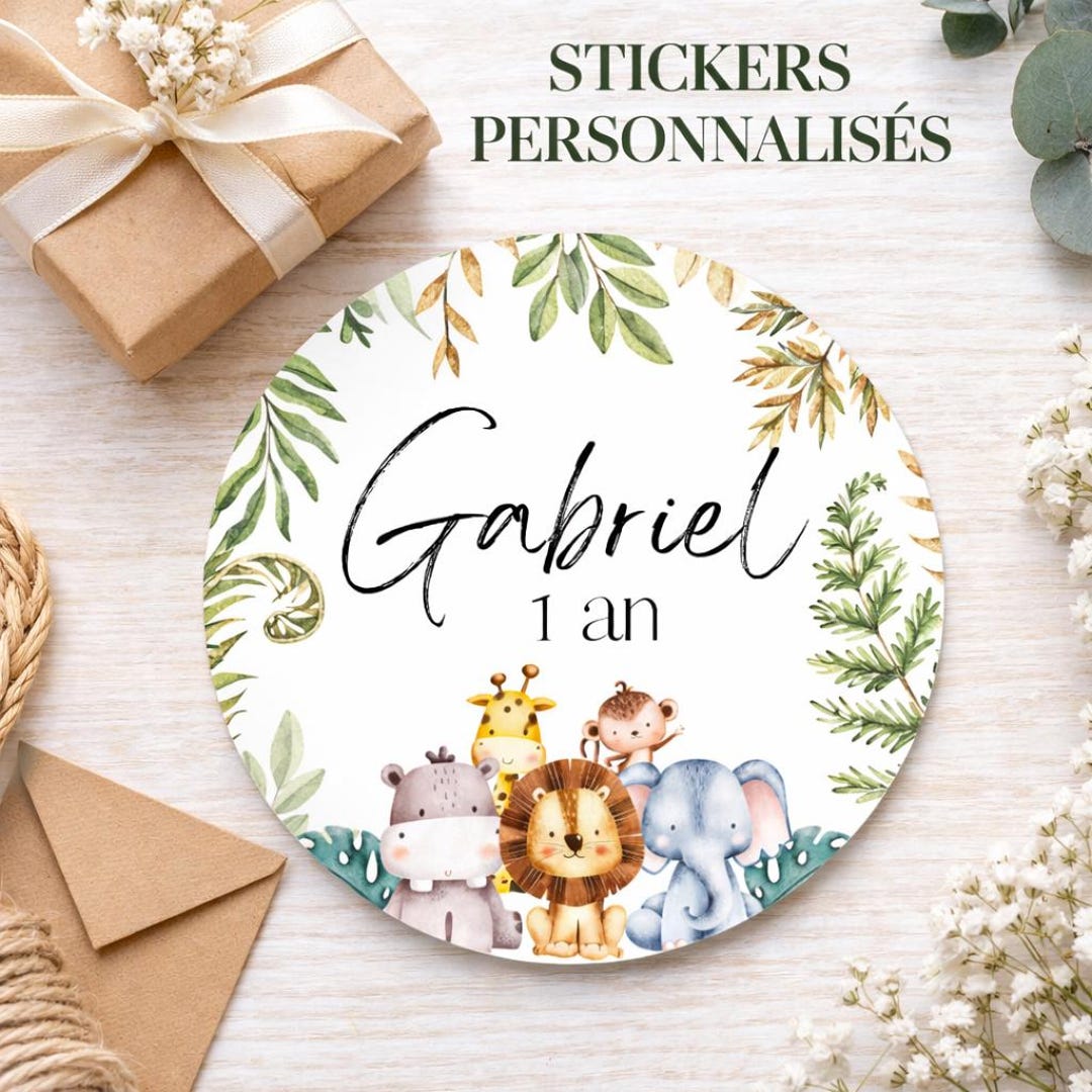 sticker-anniversaire-personnalis-jungle-tiquette-autocollante
