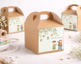 Personalized Eid Mubarak Kraft Box – Gift Box with Child's Name – Eid Party Box – Ramadan Guest Gift – Eid Decoration
