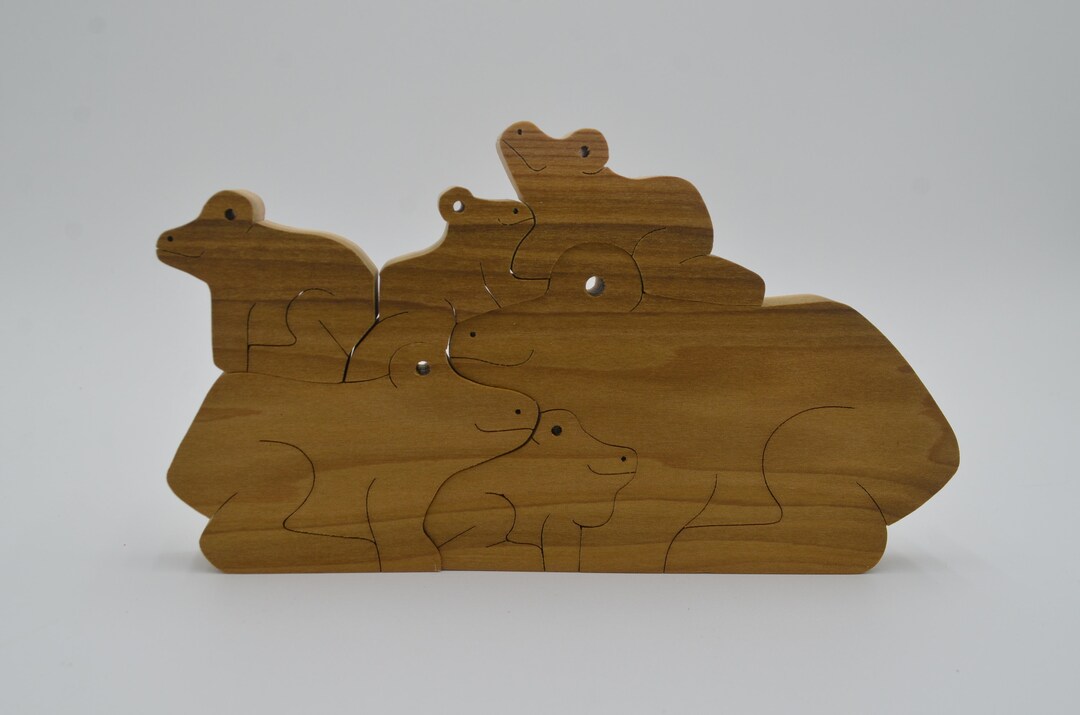6 Piece Wooden Frog Stacking Puzzle - Etsy