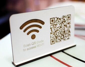 Fichier SVG pour support de table wifi SSID et mot de passe avec code QR à scanner