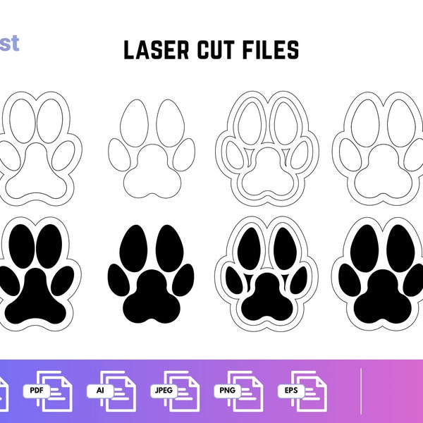 Dog paws digital file - multiple file formats (SVG, PNG, JPEG, etc)