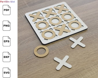 Tic Tac Toe (SVG, EPS) fichiers découpés au laser pour Xtoold, Ortur, Glowforge, Omtech, Sculpfun, Atomstack