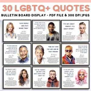 LGBTQ Bulletin Board Ideas, Empowerment Quotes Printable Posters, Pride Month Decor, LGBT History Month Posters, LGBTQ Quotes, Inclusive