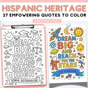 Hispanic Heritage Month Coloring Pages: Inspirational Quotes, Classroom Activities (PDF Download)