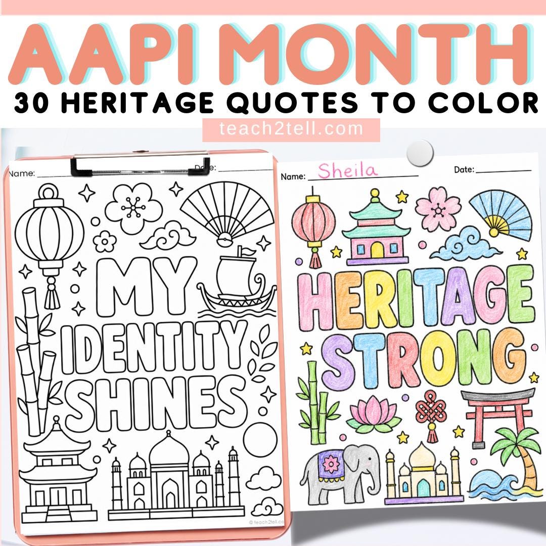AAPI Heritage Month Coloring Pages Posters, Asian American Pacific ...