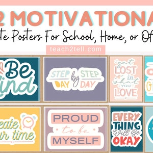 Elementary Classroom Decor |Motivational Quotes Wall Art | Mental Health Posters | Positive Affirmations | Motivational Classroom Posters