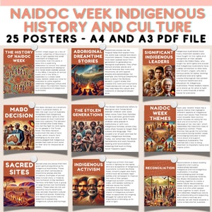 Affiches de l'histoire de la semaine NAIDOC, affichage du tableau d'affichage de la semaine NAIDOC pour les activités, décoration murale indigène australienne des Premières nations des Premières nations