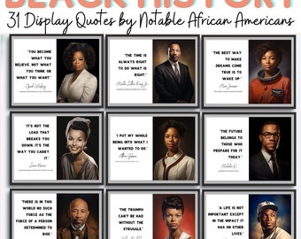 Black History Month Inspirational Quote Posters For Black History Month Bulletin Board, African American Leaders & Activists, Church Display