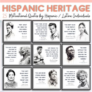 Hispanic Heritage Month Bulletin Board, Hispanic Heritage Month Posters, Hispanic Heroes Posters, Hispanic Leaders Quotes Printable Posters