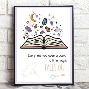 For Reading is Magic Bookweek 2025, Plakat do czytania do klasy, Dekoracja biblioteki, Plakat do czytania do wydrukowania Plakat z cytatem do czytania do klasy