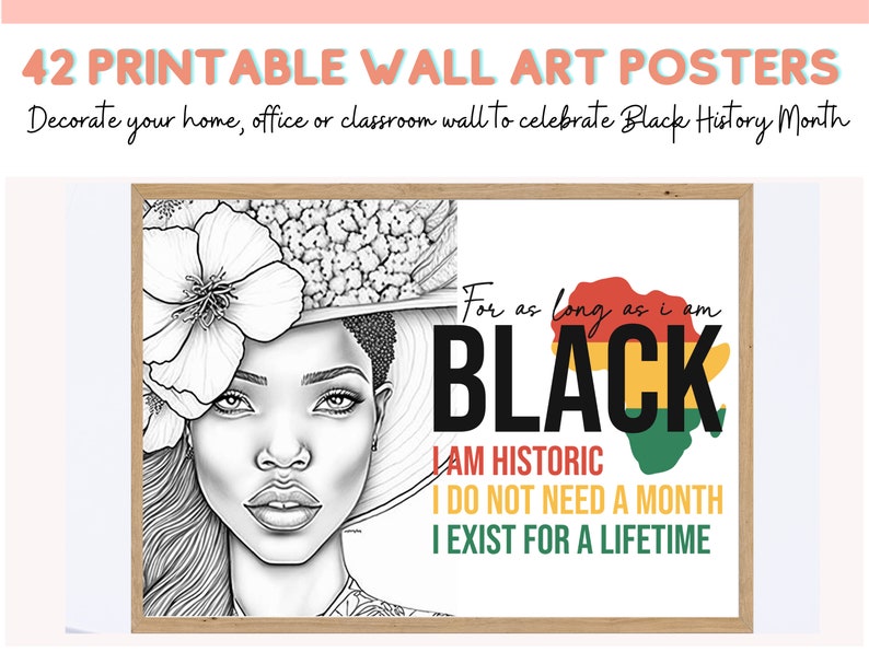 Black History Month Posters Black Woman Wall Art Black History Wall Art ...