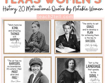 Texas Womens History Month Posters, Bulletin Board, Women In Texas History, Influential Women Quotes, Inspirational Quotes, Classroom Decor