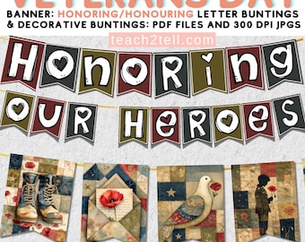 Veterans Day Banner Printable For Activities: Patriotic Bulletin Board Classroom Display