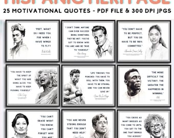 Hispanic Heritage Month Posters: Latinx Leaders Motivational Quotes Bulletin Board (Digital Download)