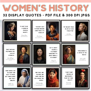 Women&#39;s History Month Posters For Womens History Month Bulletin Board and Womens History Month Activities, Womens History Month Quotes