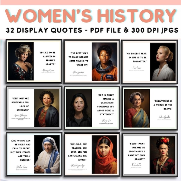Women's History Month Posters For Womens History Month Bulletin Board and Womens History Month Activities, Womens History Month Quotes