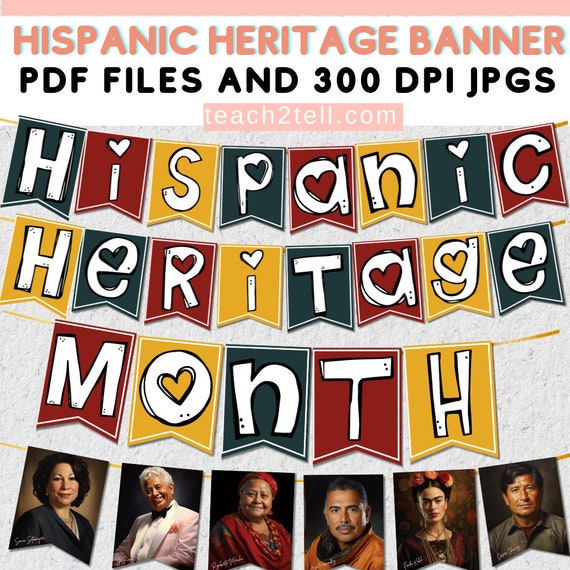 Arosche Hispanic Heritage Month Banner - 72x48 Inch Backdrop With Latino Icons & Inspiring Words - View #6
