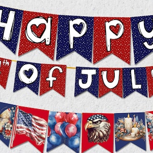 4th of July Banner, Happy 4th of July Printable Banner, July 4th Party decor, Independence Day Sign, 4th of July Decor, July 4th Banner