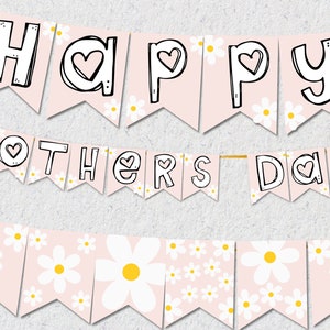Muttertagsbanner, Muttertagsdekoration, alles Gute zum Muttertag, Gänseblümchenbanner, erster Muttertag, bedruckbares Banner