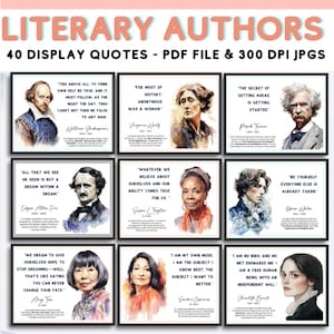 Reading Quotes, National Reading Month Board Ideas, English Classroom Decor, Library Posters, High School & Middle School Literature Prints