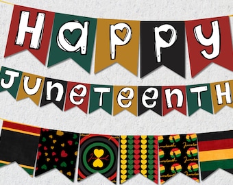 Juneteenth Banner For Juneteenth Party Printable, Pride Juneteenth Decor Black History Month, Juneteenth Decorations Classroom Office Decor
