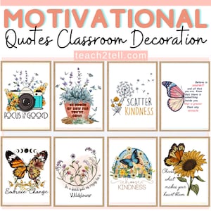 Pósters motivacionales para el aula / Pósters de salud mental / Afirmaciones positivas / Decoración para la oficina del consejero escolar / Decoración para el psicólogo escolar