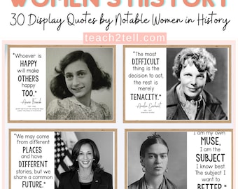 Womens History Month Posters, Bulletin Board, Womens History Month Activities, Digital Posters For Womens History Month Inspirational Quotes