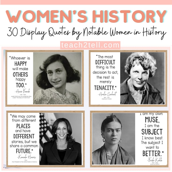 Womens History Month Posters, Bulletin Board, Womens History Month Activities, Digital Posters For Womens History Month Inspirational Quotes