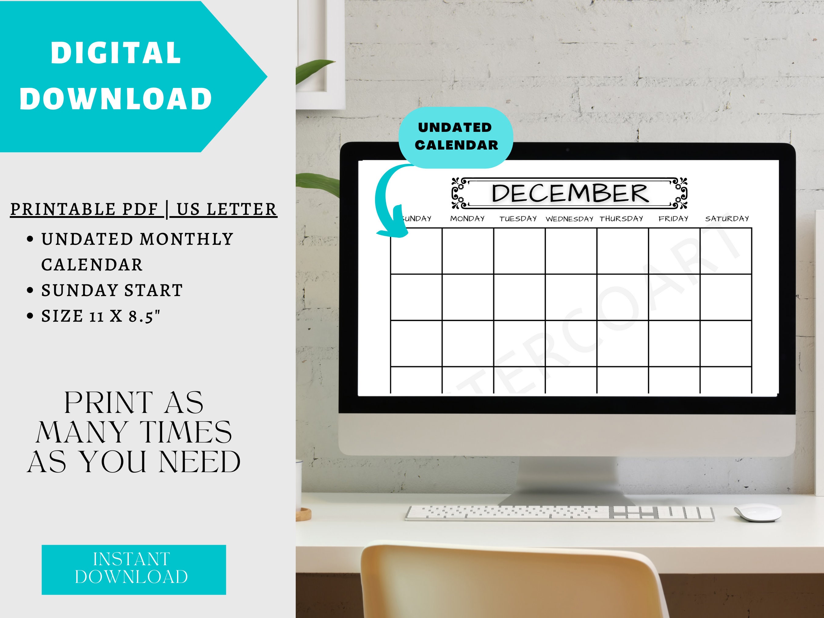 Printable Calendar Digital Planner Printable Monthly Etsy Printable Calendar Digital Planner Printable Monthly Etsy