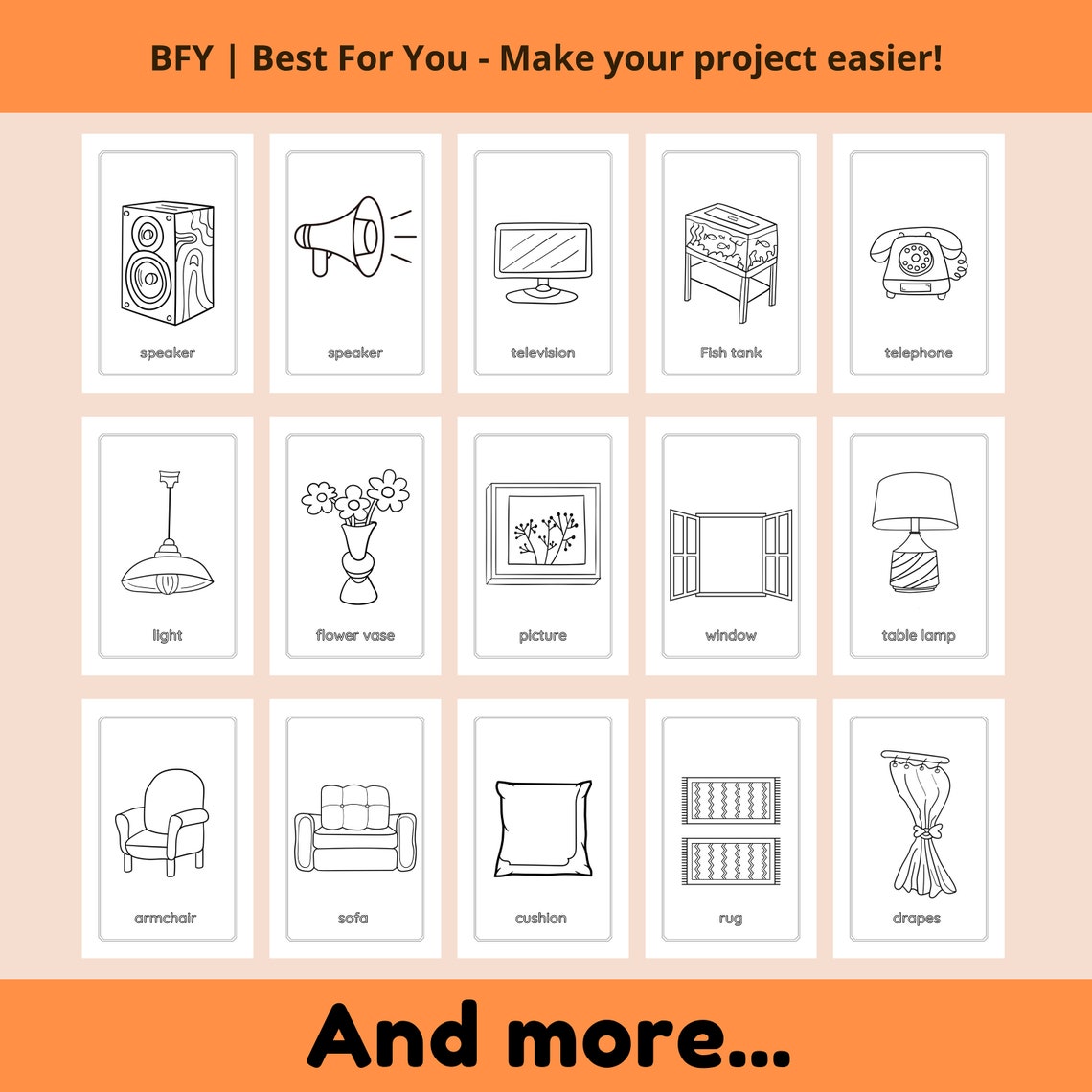 Household Objects Coloring Pages for Kids Printable Coloring - Etsy