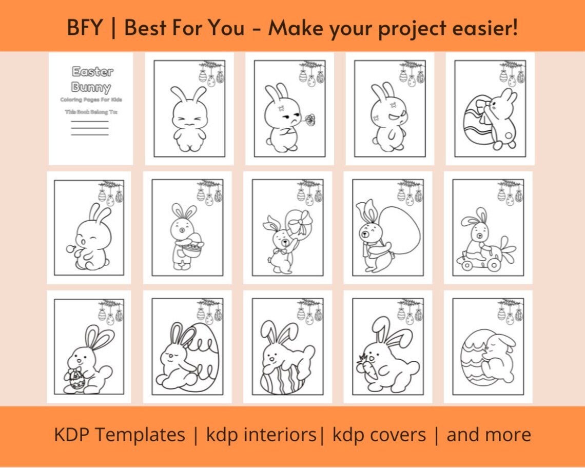 Easter Bunny Coloring Pages for Kids 8.5x11 60 Pages Free - Etsy