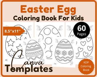 Easter Egg Coloring Pages | Printable Holiday Coloring Book 8.5x11 60 Pages | Kids Party Games, Download Printable, Coloring Activities