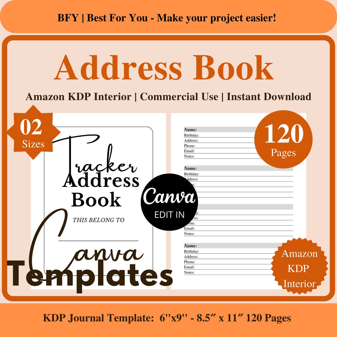 2 Address Book Tracker Amazon KDP Interior Template Etsy