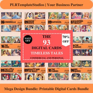 93 Timeless Tales Cards / Schede di diario digitale stampabili / Licenza PLR / Download immediato / Uso commerciale / Artigianato e scrapbooking