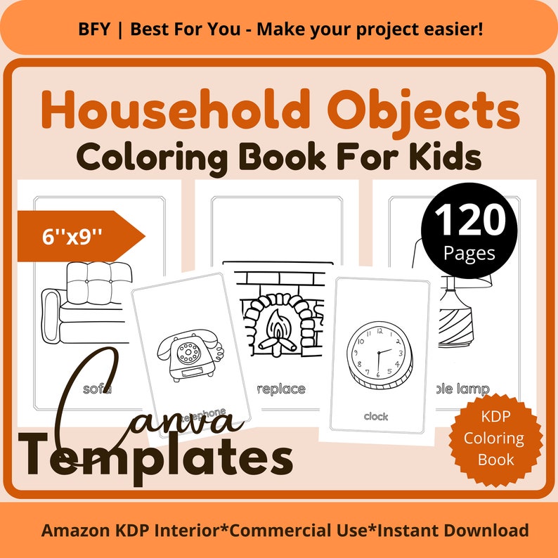 Household Objects Coloring Pages for Kids (Download Now) - Etsy