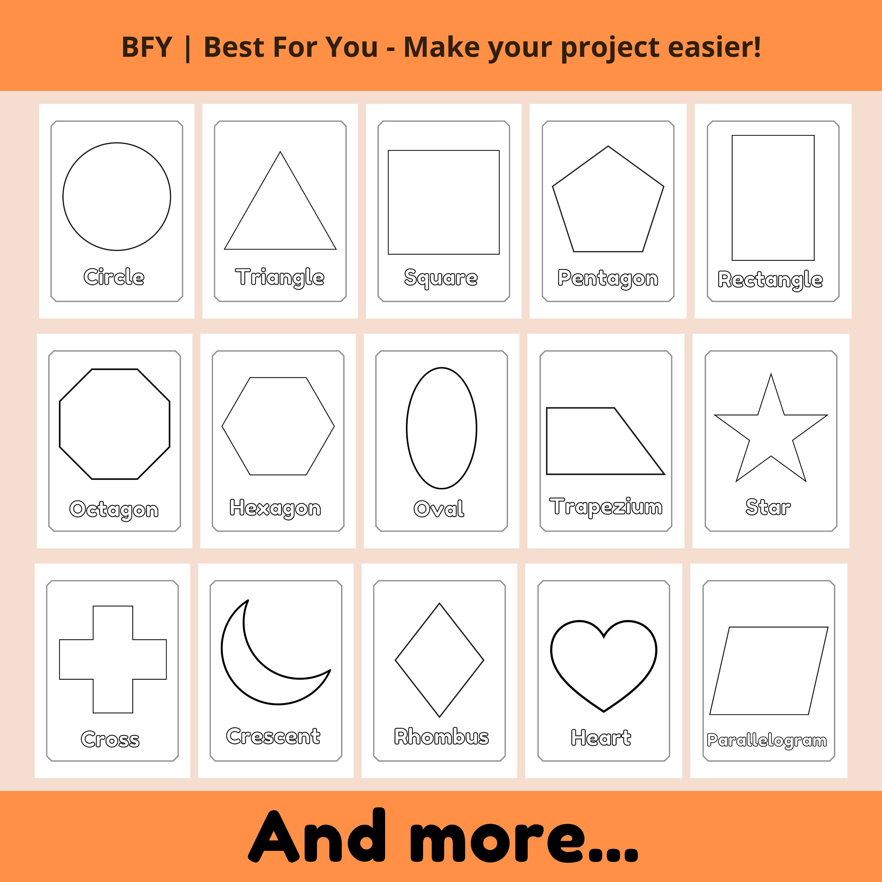 Printable Shapes Coloring Pages for Kids Toddler Coloring Book 8.5''x11 ...