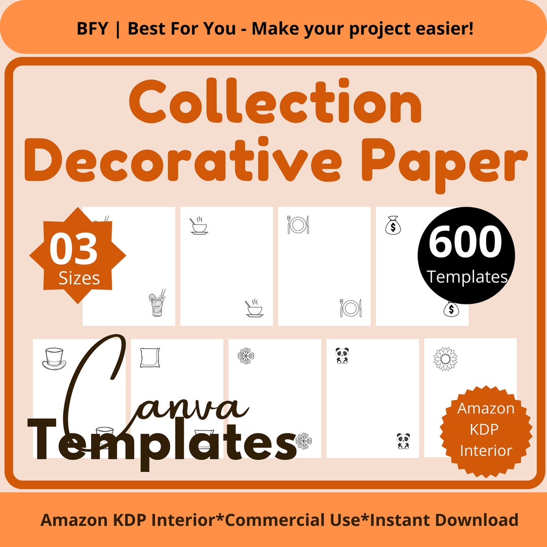600 Decorative Paper Templates Printable Amazon KDP Interiors Bundle 5. ...