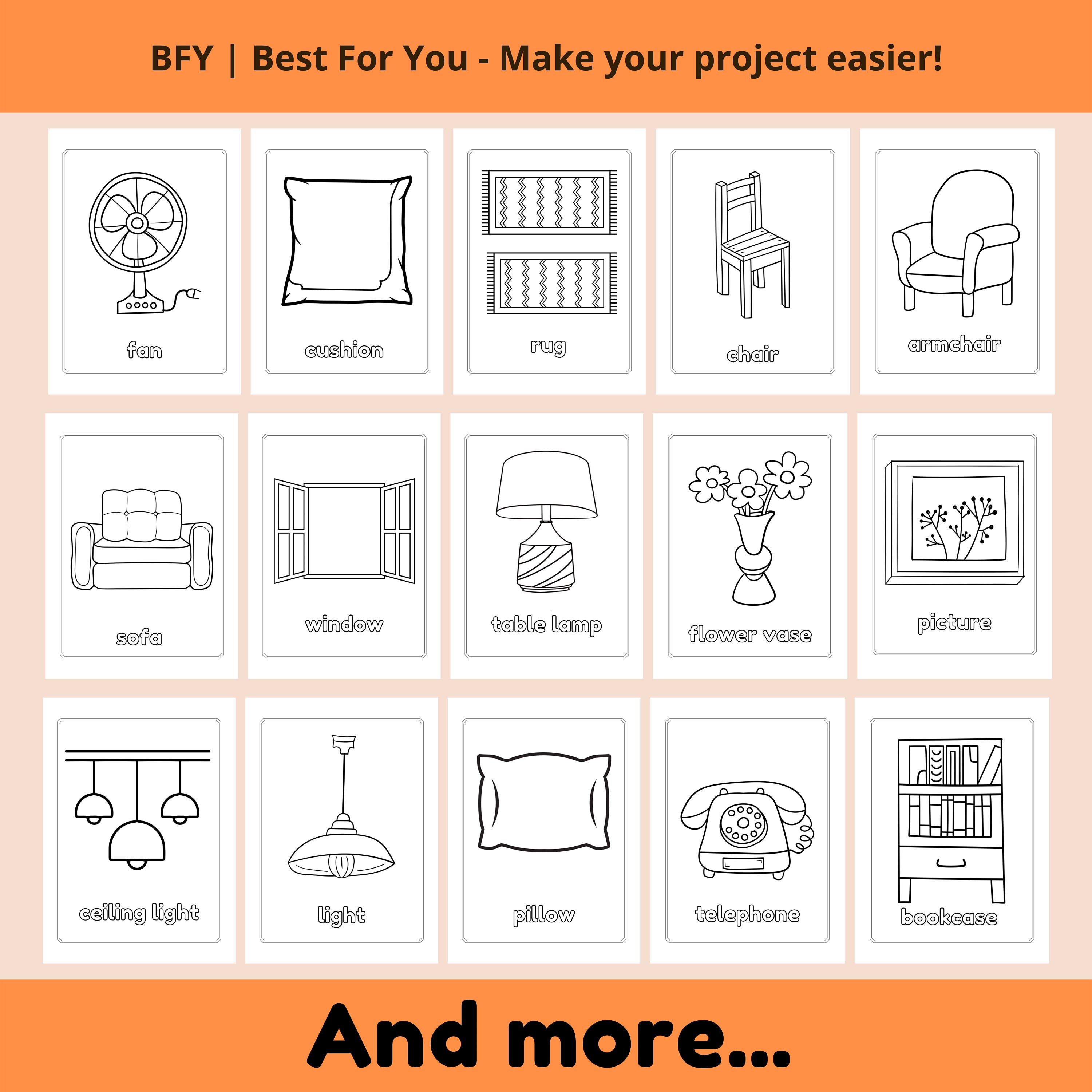 Printable Household Objects Coloring Pages for Kids Toddler - Etsy