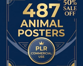 487 Animal Posters PLR Bundle, Commercial Use Digital Art, Ready-to-Publish KDP Interiors, Bulk Printable Wall Decor, Resell Rights Included