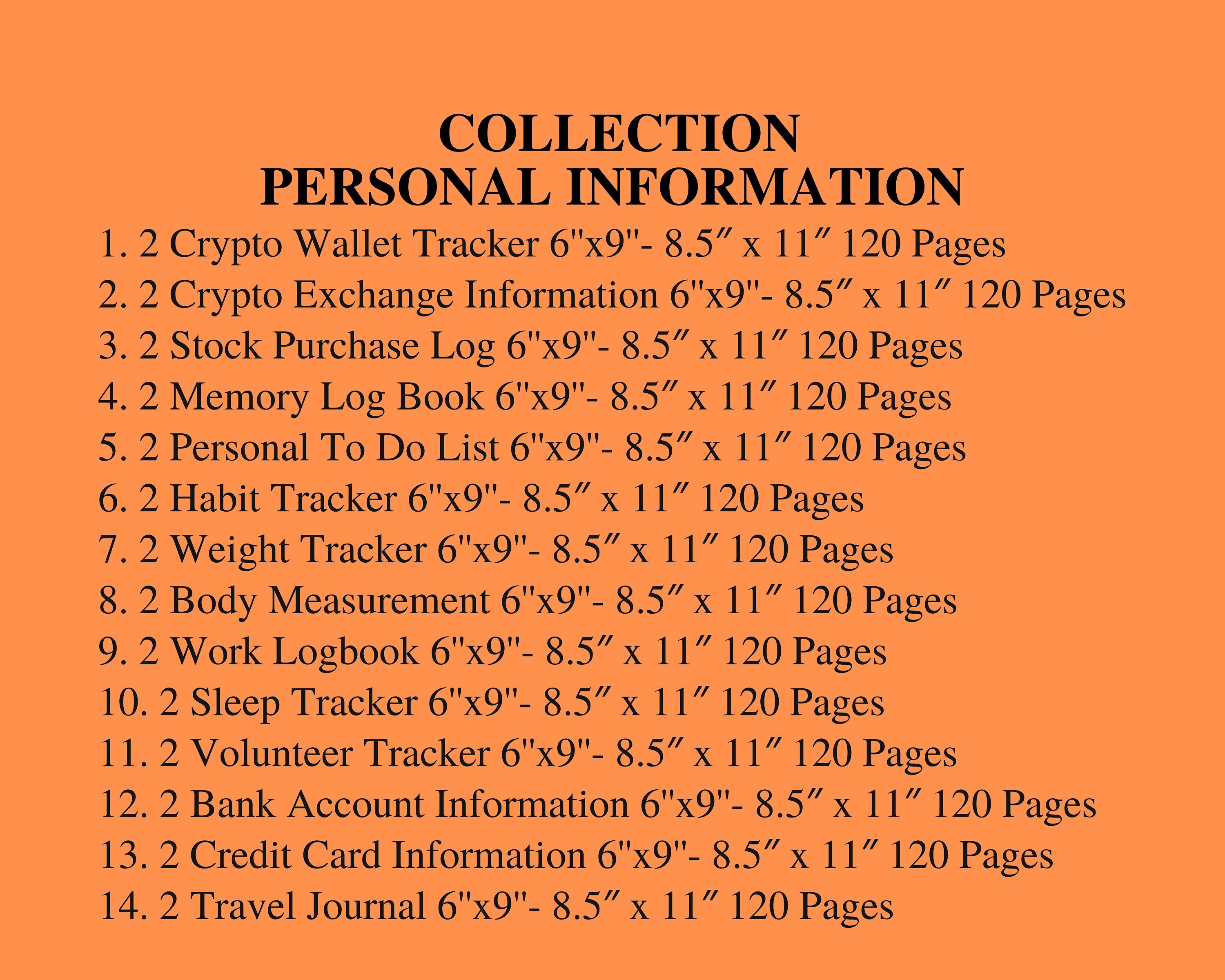Personal Information Printable Templates Journal, Tracker, Logbook ...