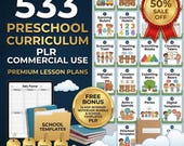 533 Pages Preschool Curriculum PLR Commercial Use, Canva Editable PreK Worksheets Bundle, Amazon KDP Interior bulk +14 Notebooks BONUS