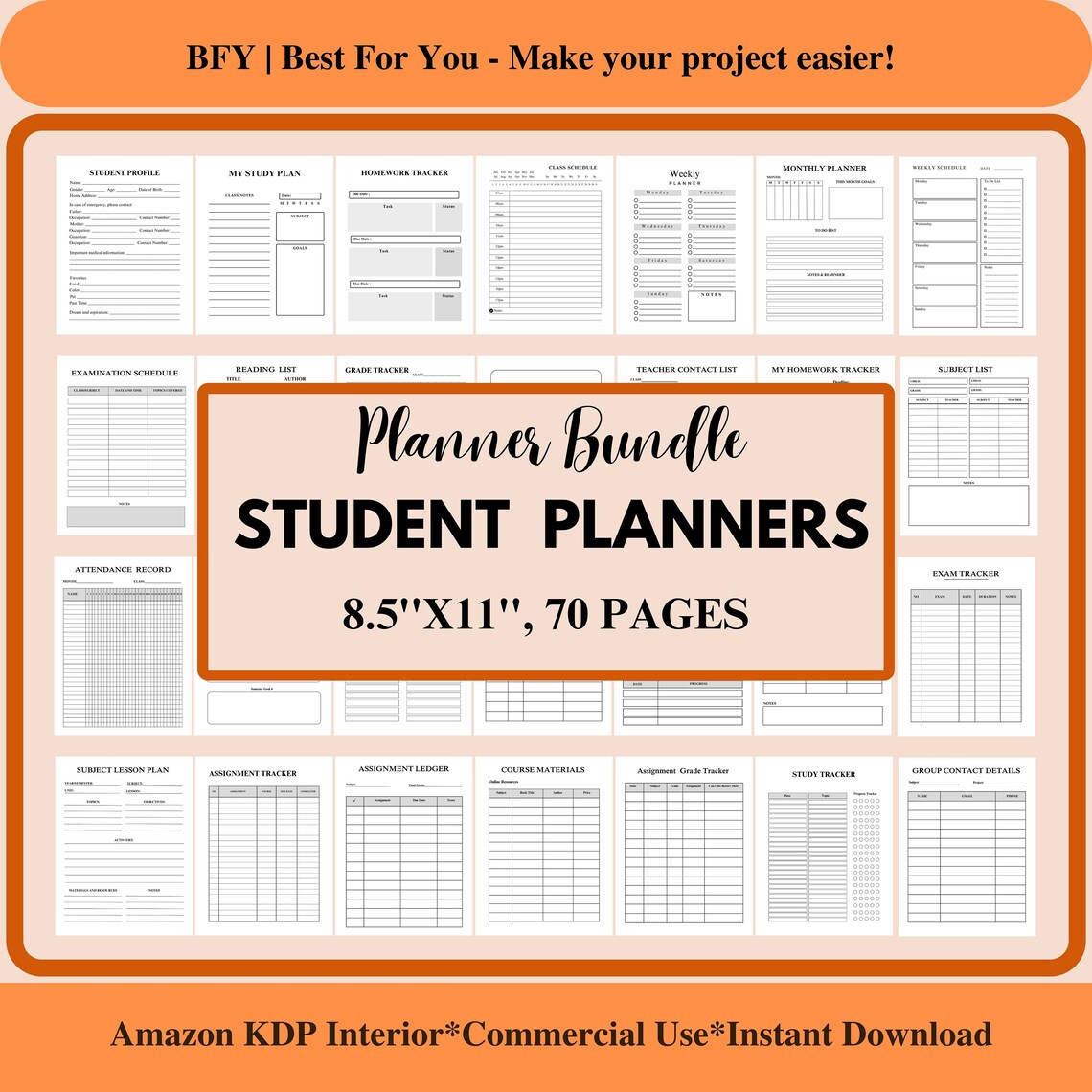 Printable Planner, Printable Student Planner Bundle, Academic Planner ...