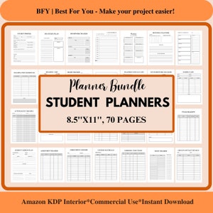 Student Planner Bundle: Academic Study Journal, 70 Pages (Instant Download PDF)