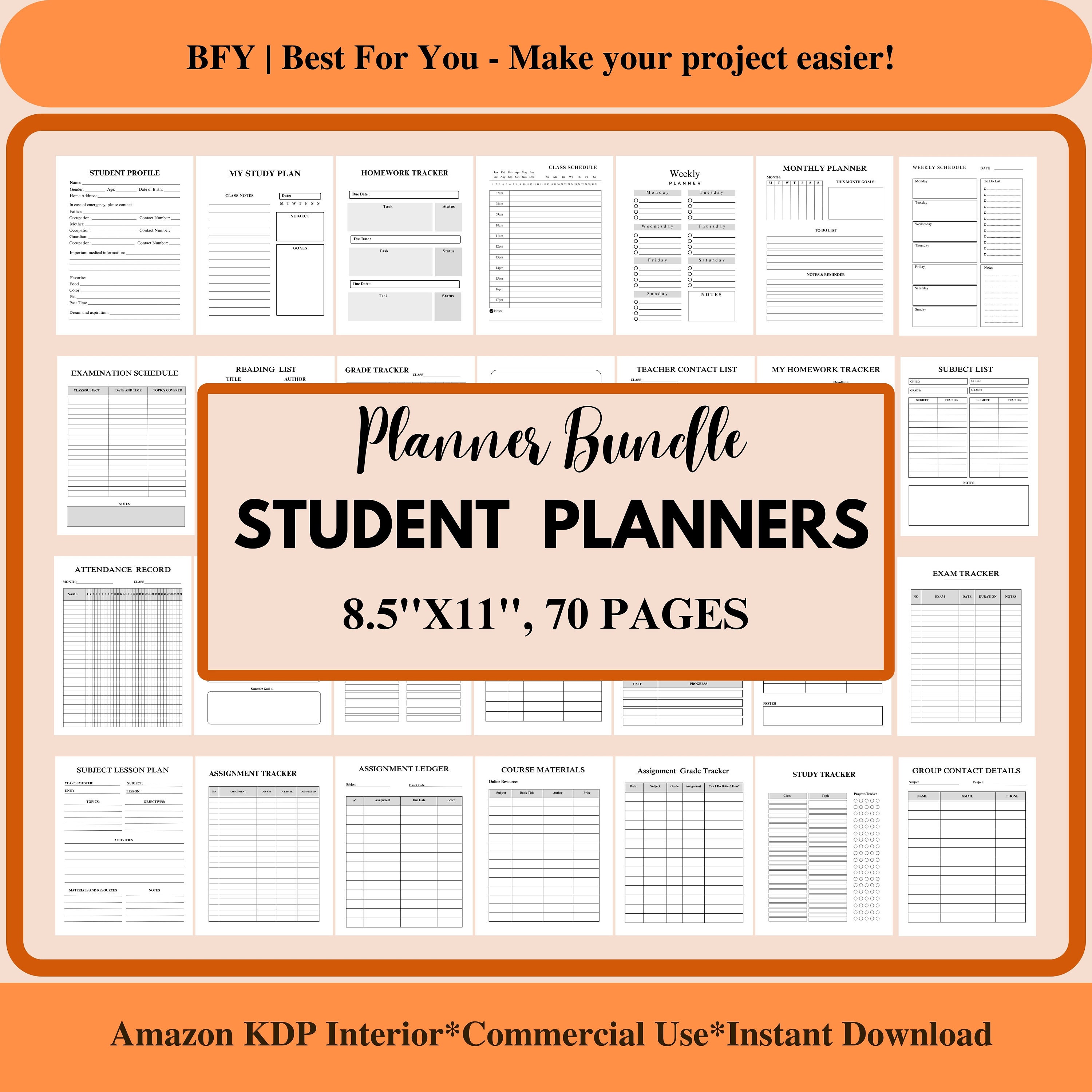 Printable Planner, Printable Student Planner Bundle, Academic Planner ...