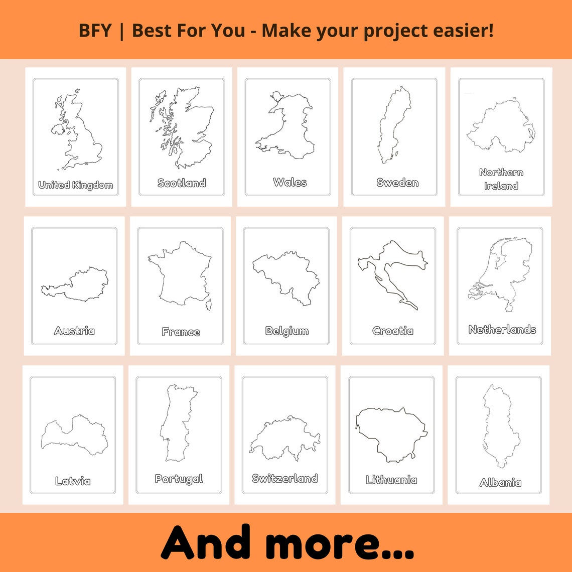 Printable National Map Coloring Pages Toddler Coloring Book - Etsy