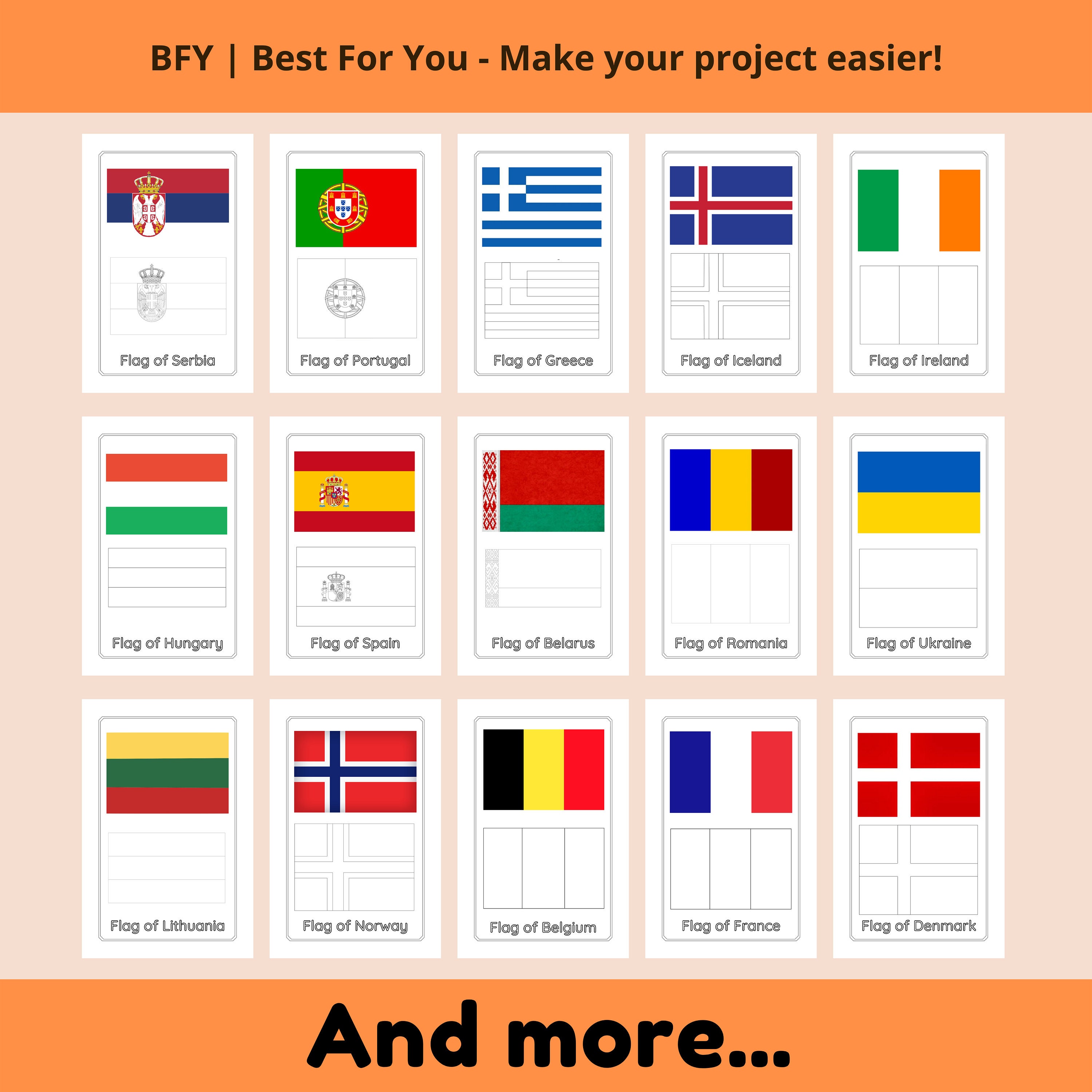 National Flags Coloring Pages for Kids Printable Coloring Book 6''x9 ...