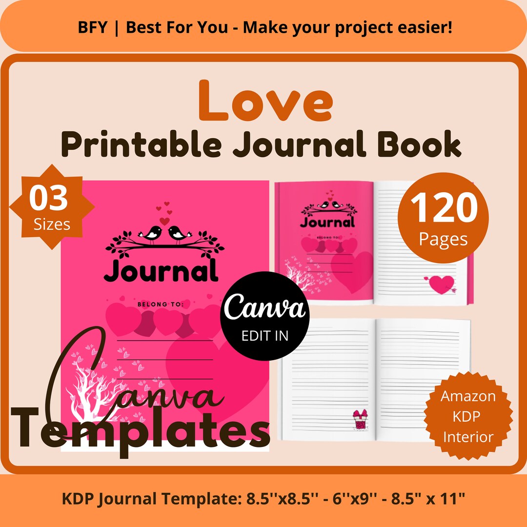 3 Printable Love Journal Blank Notebook Journal Notebook - Etsy