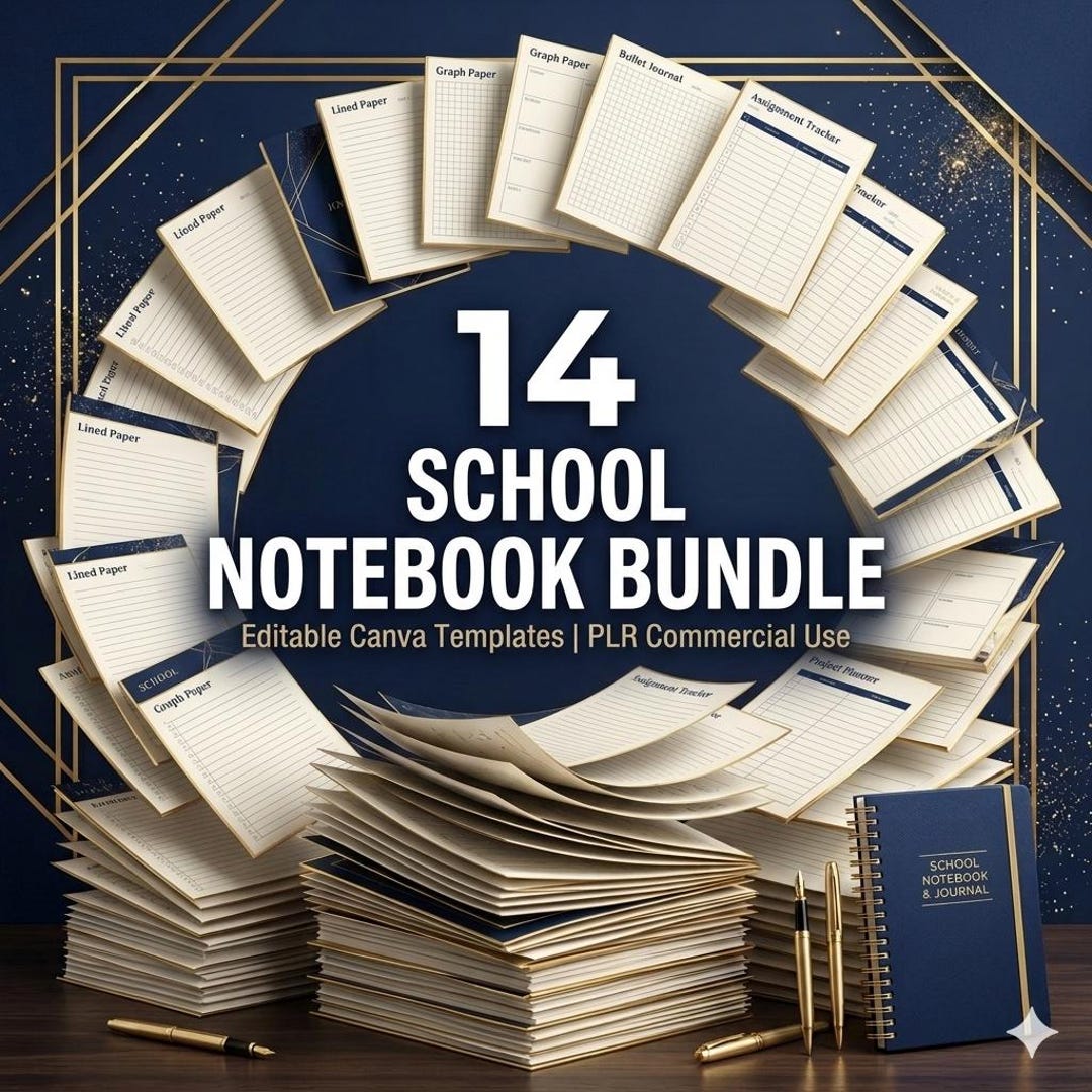 14 KDP Interior Notebook Bundle, School Templates PLR Commercial Use ...